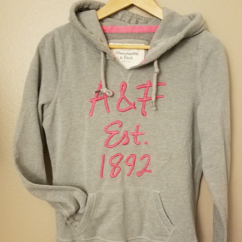 Abercrombie pink grey hoodie L